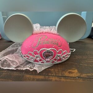 Pink Disney Princess Mickey Ears with Tiara & Veil kids